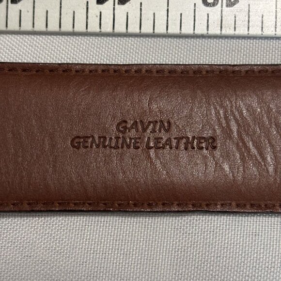 Trafalgar Gavin Mens Brown Leather Belt With Silver Buckle - Picture 6 of 9